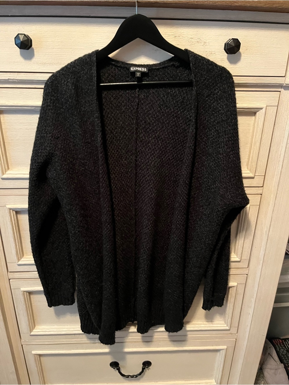 Express Open-Front Knit Cardigan - Dark Gray